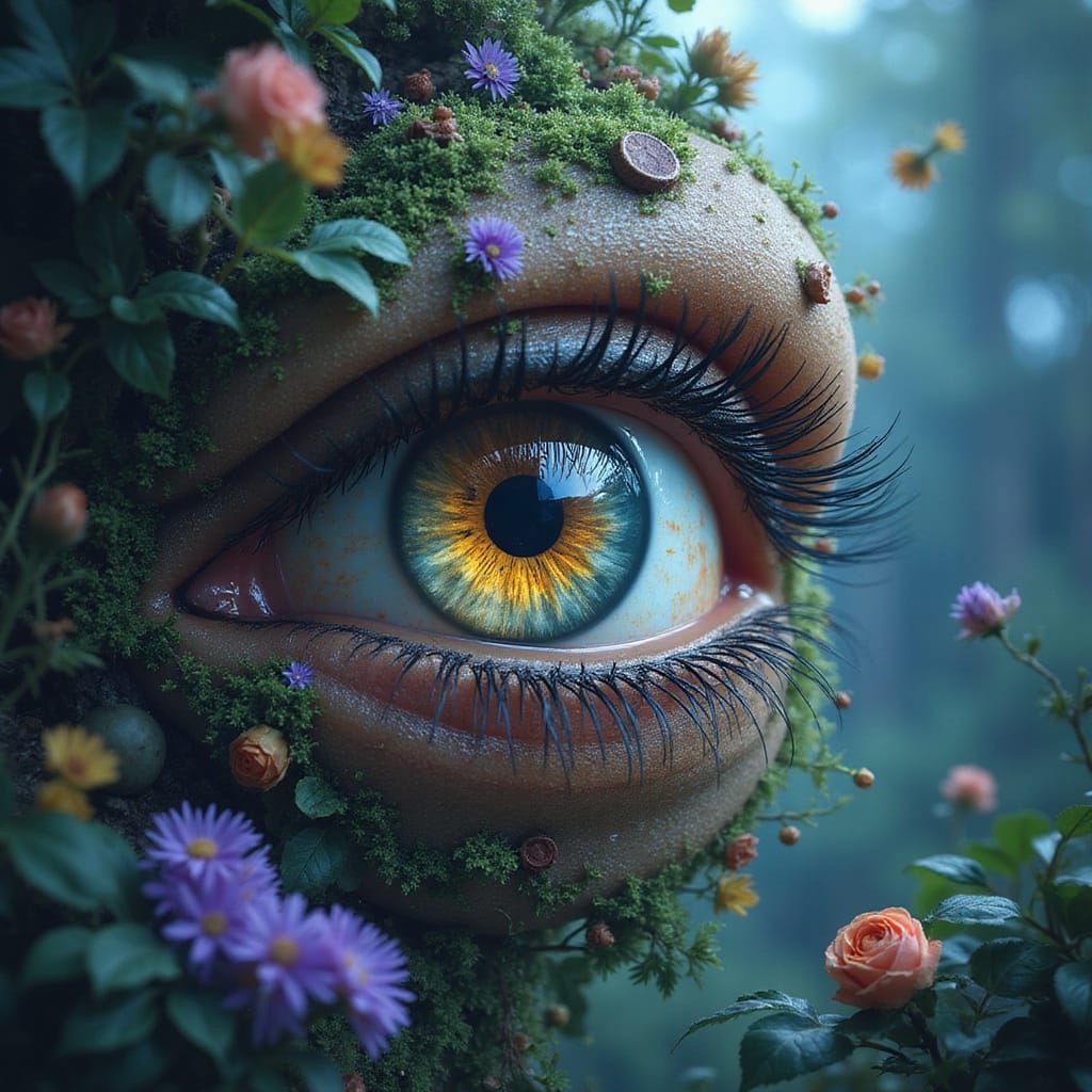 Dreamlike Eye in Nature-Inspired Surrealism