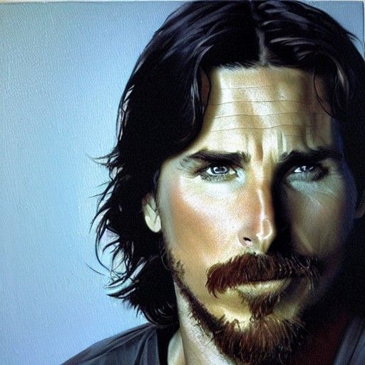 Christian Bale Portrait in Oil Painting Style