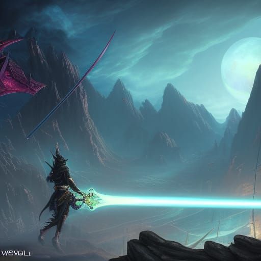 Detailed Matte Painting of Moonveil Katana