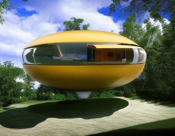 Futuristic Jetsons-Inspired House: Realistic Photo