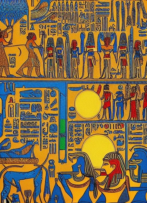 Whimsical Egyptian Desert Night Under Full Moon