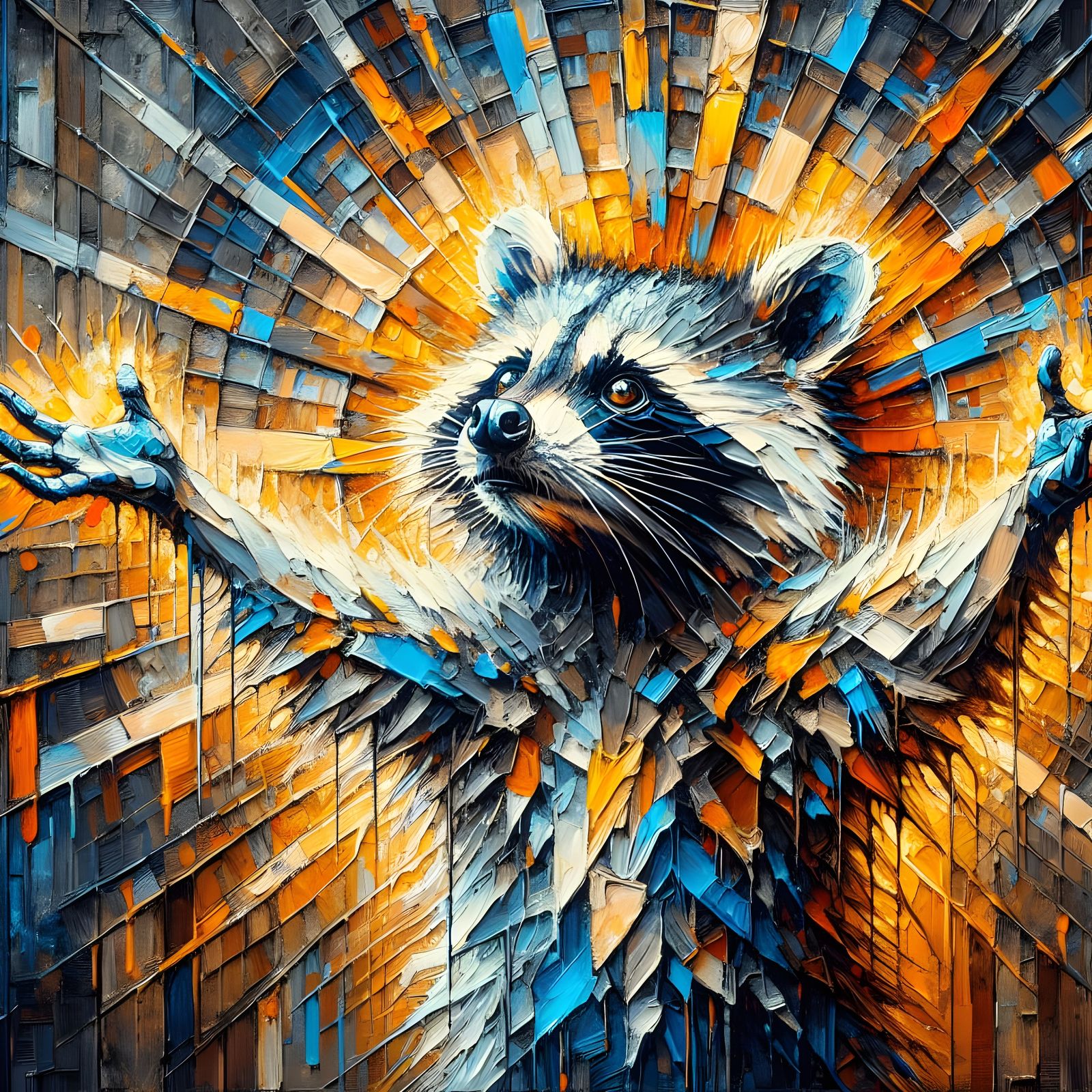 Expressionist Raccoon Portrait in Vibrant Oil Paint