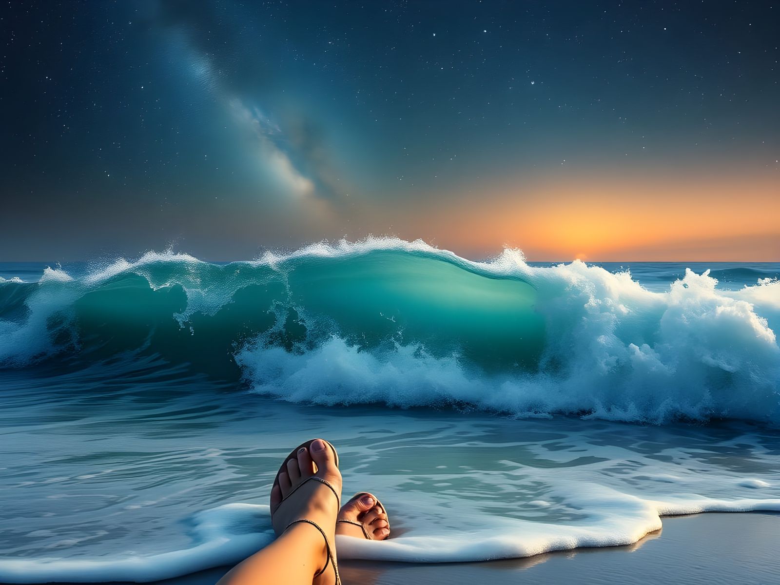 Meteor Shower at the Beach: A Serene Nightscape