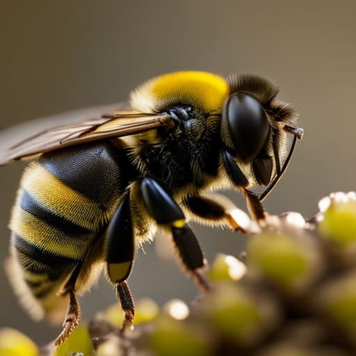 Bumblebee on Honeycomb in Sepia Tone