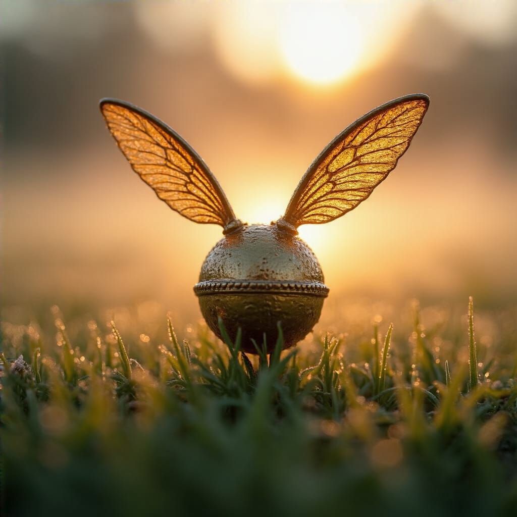 Golden Snitch Macrophotography with Backlit Fog