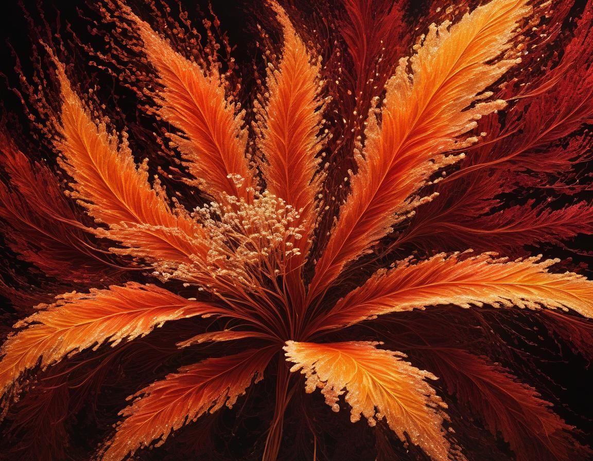 Ethereal Orange Floral Masterpiece in Abstract Surreal Style