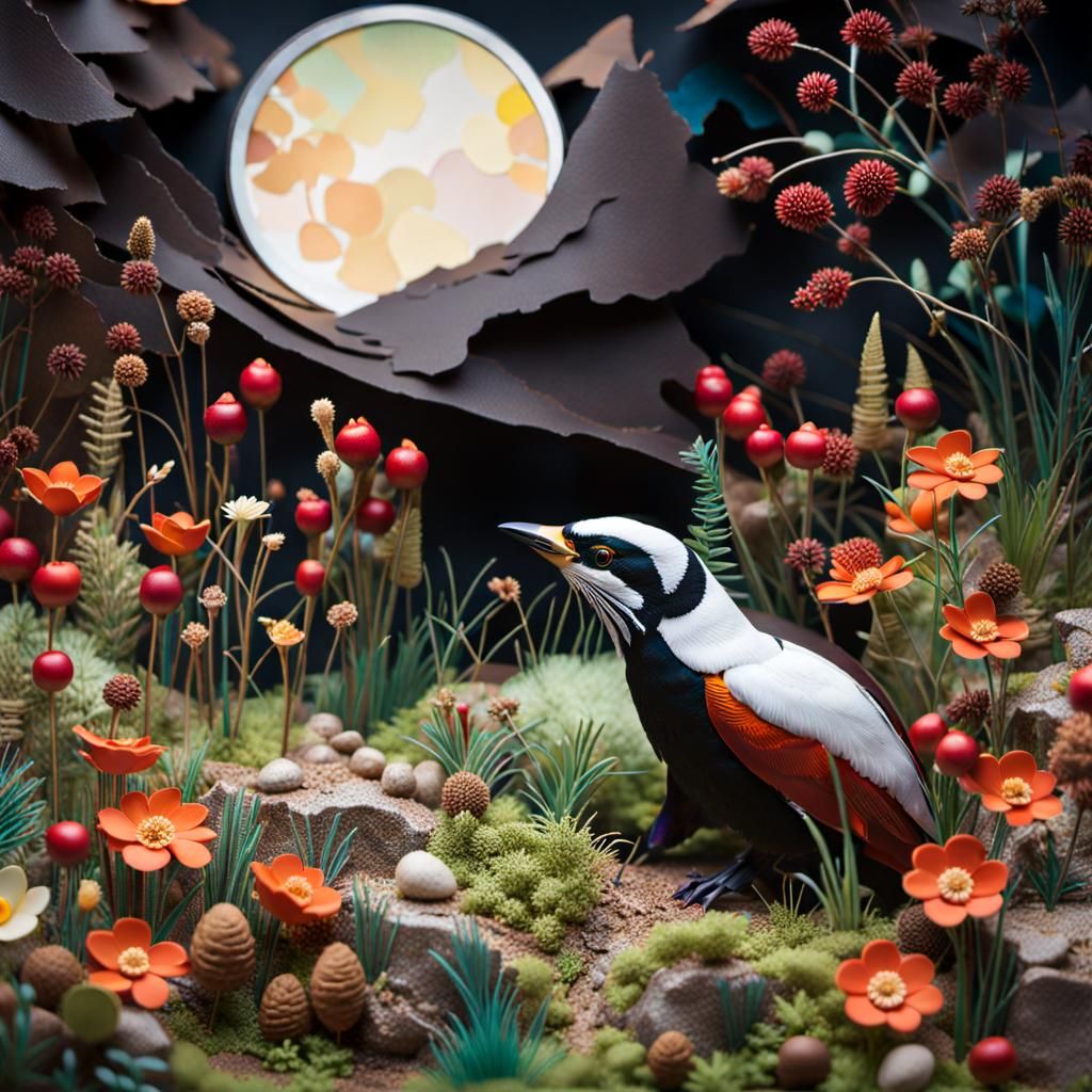 Diorama Layers of Polished Metal Sheet