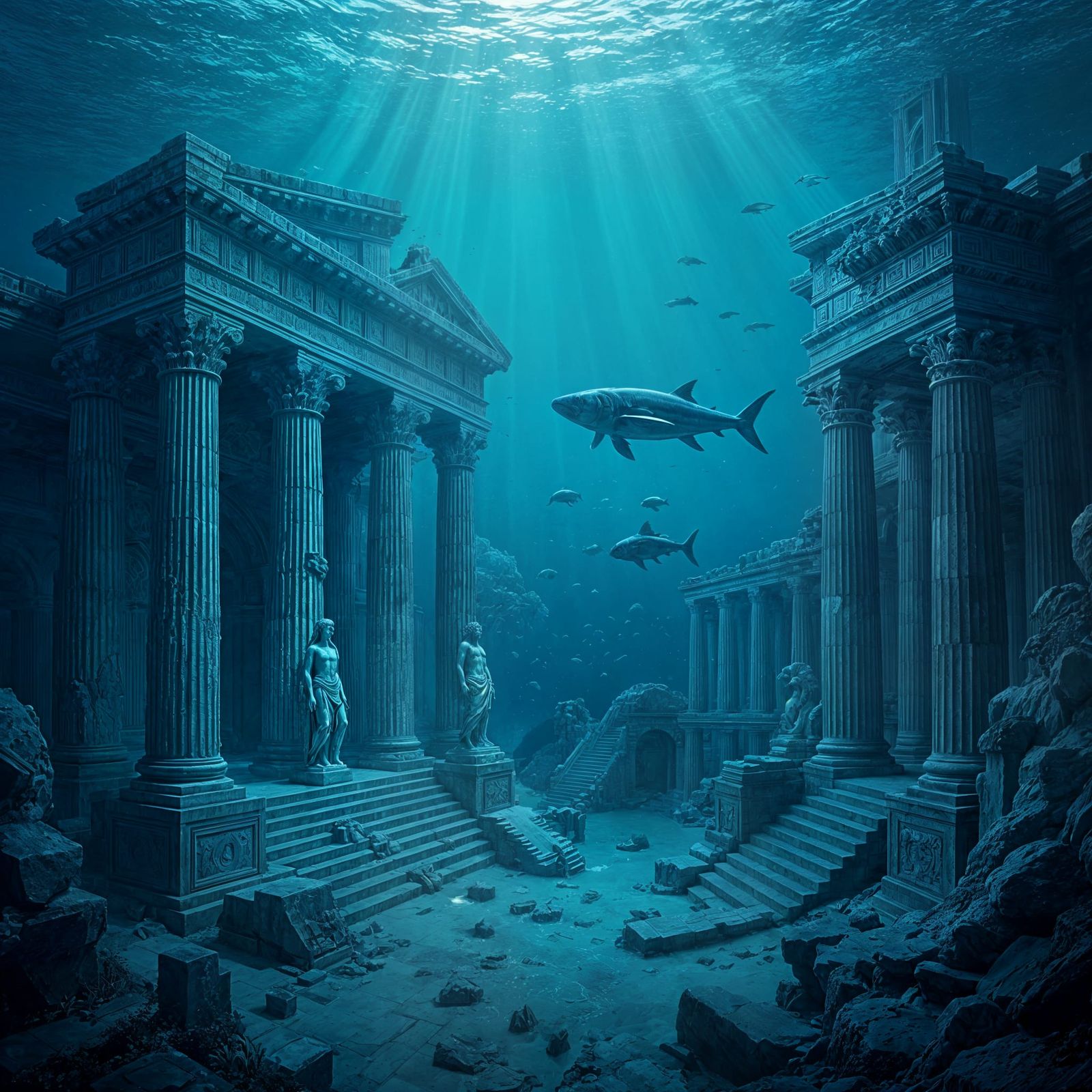 Submerged Greco-Roman City on Ocean Floor