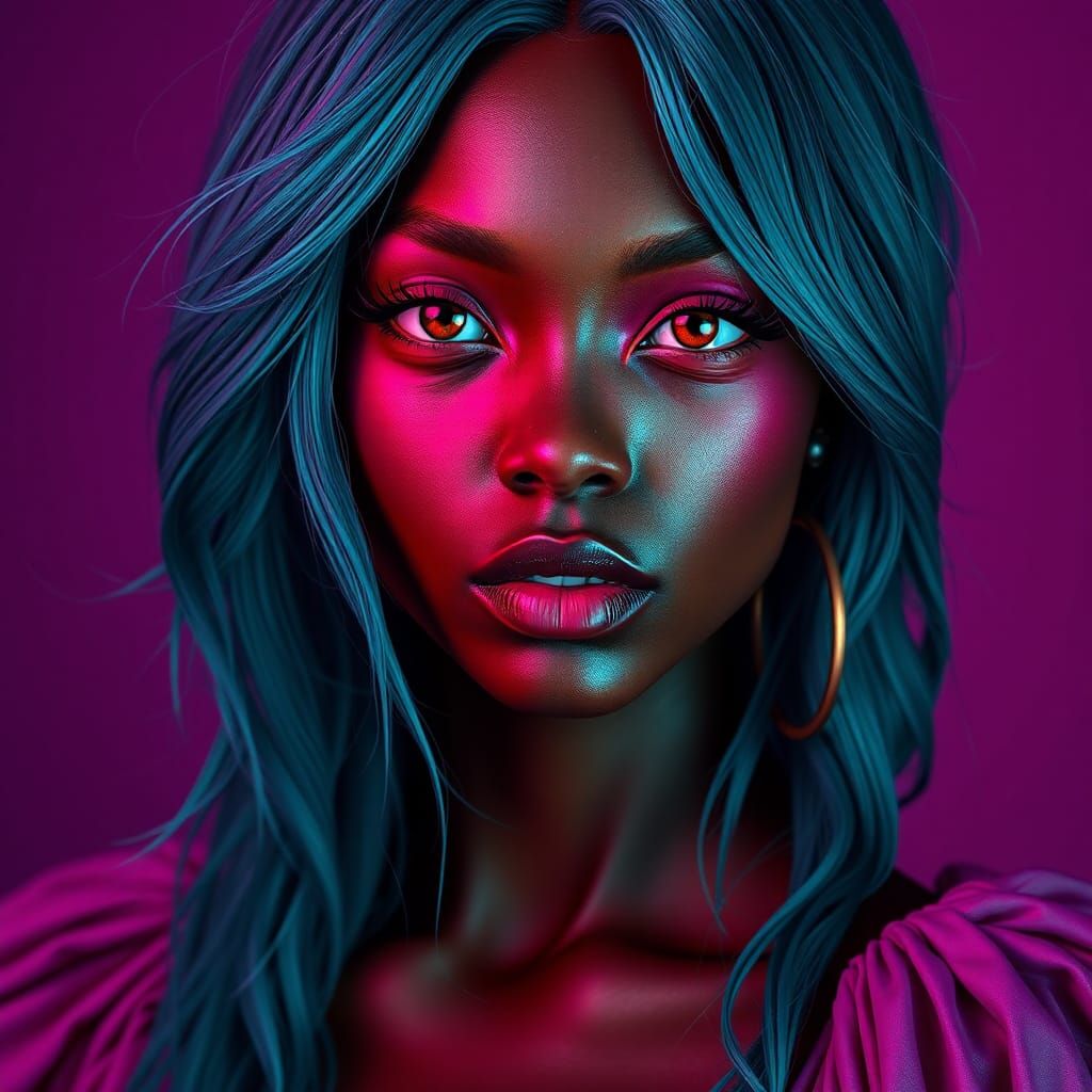 African American Woman Portrait in Hyperdetailed Style