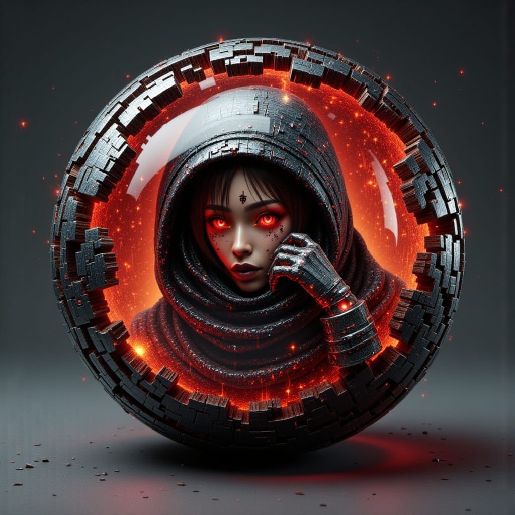 Cyberpunk Wooden Spy Ball with Female Thief