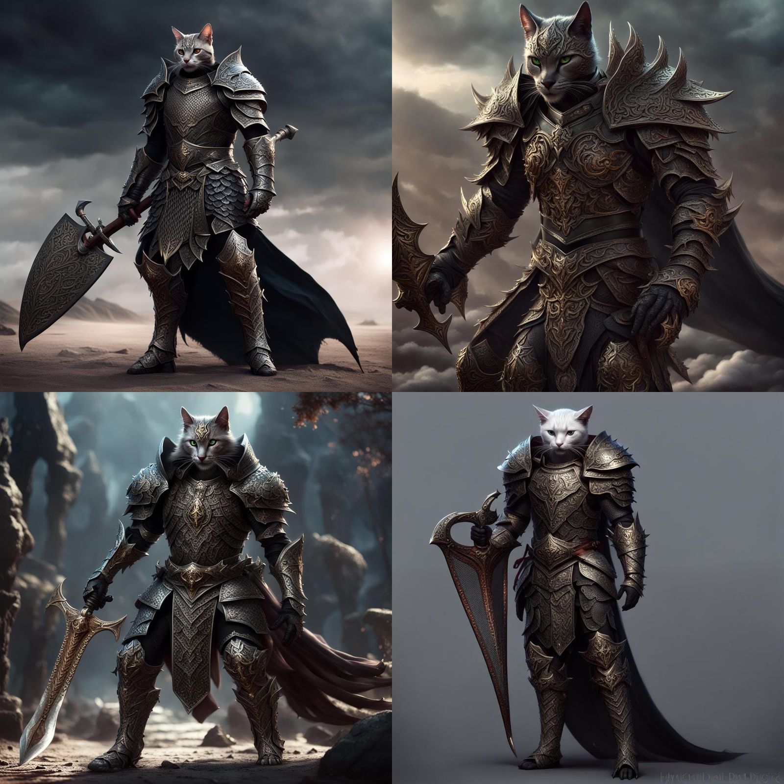 Catfolk Hellknight in Scalemail Armor