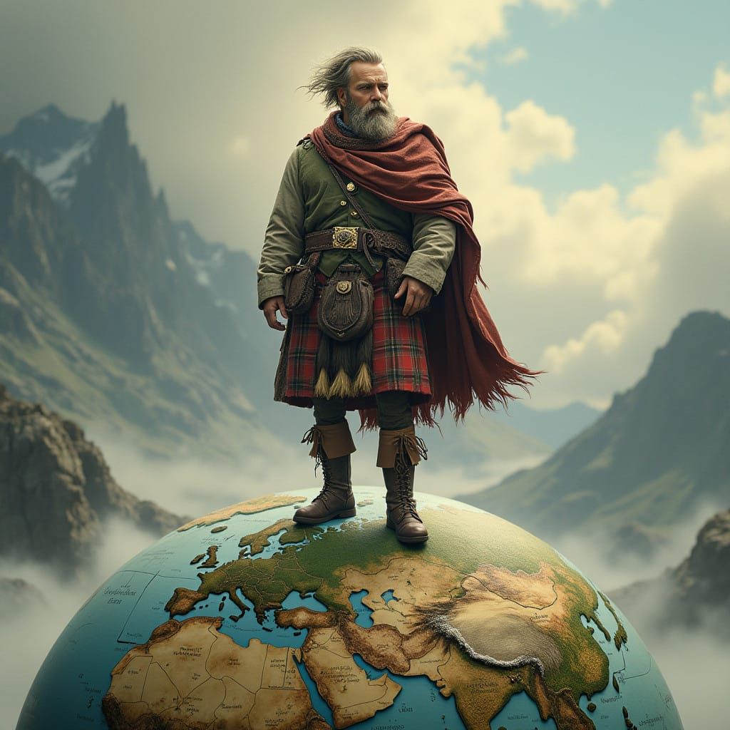 Proud Scottish Highlander Surveys His Realm
