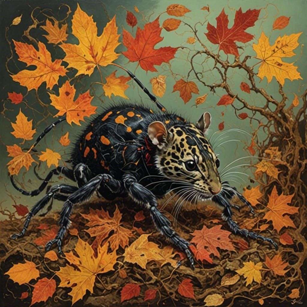 Stylized Autumn Leaves in Vivid Colors