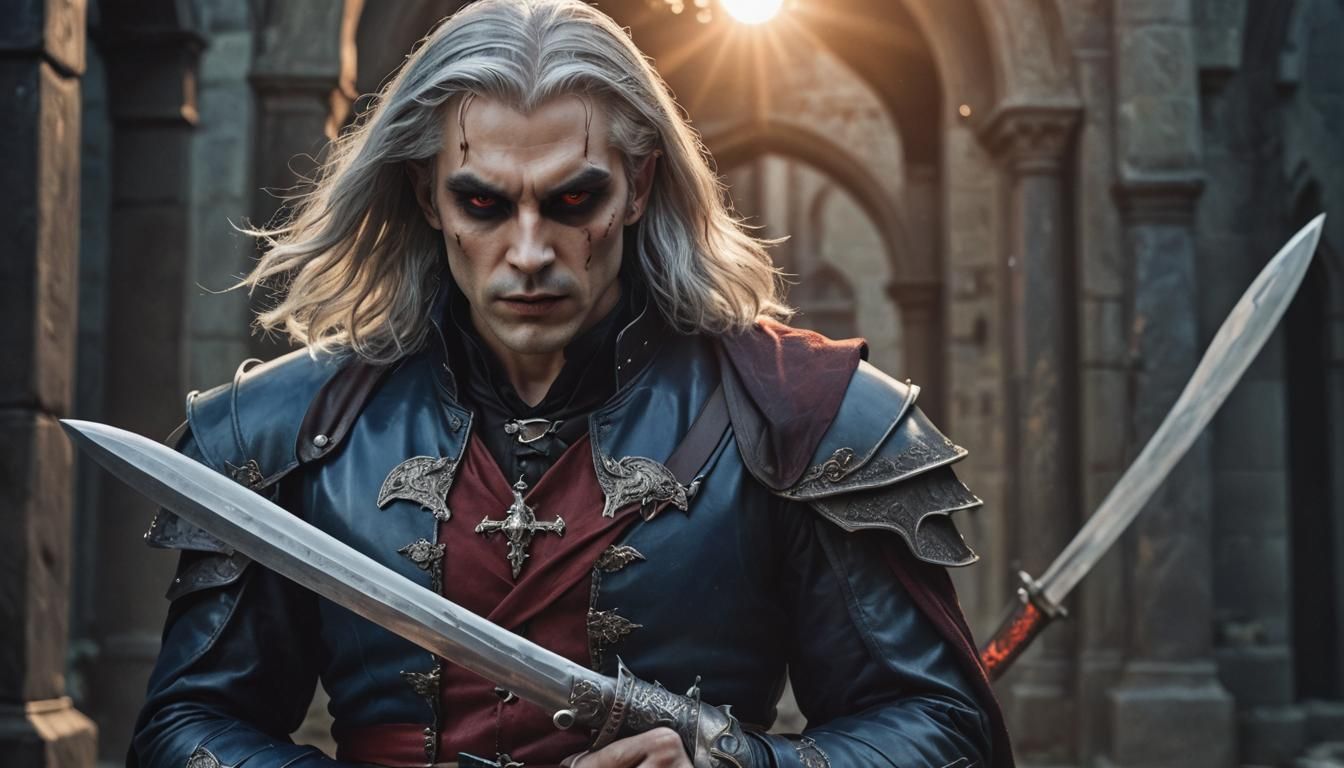 Handsome Vampire with Scar in Gothic Realism