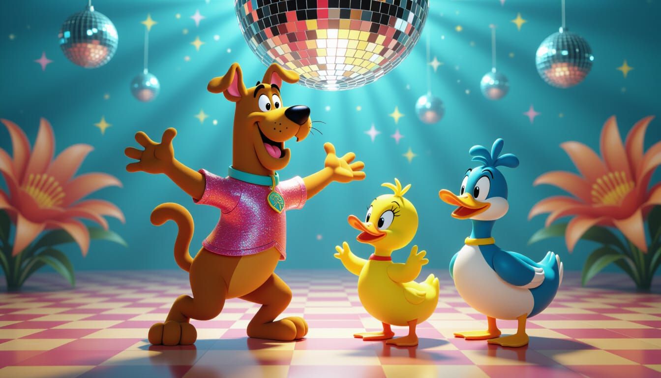 Scooby Doo Dances with Ducklings: Surreal 3D Render