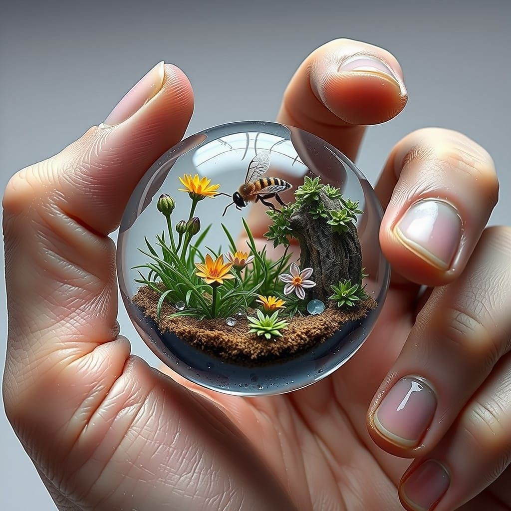 Gentle Hand Cradles Whimsical Glass World
