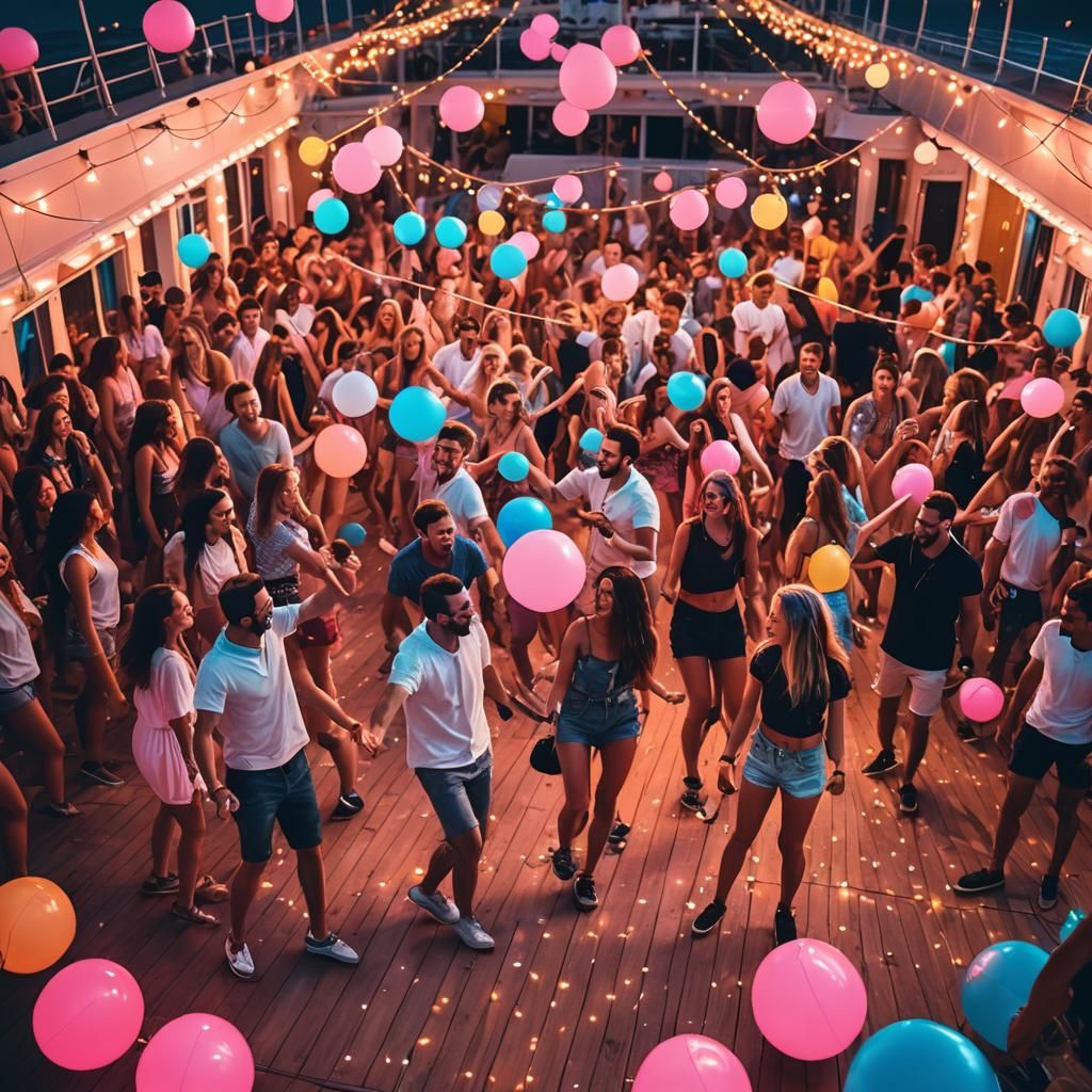 Summer Night Party on Ship in Music Festival Style