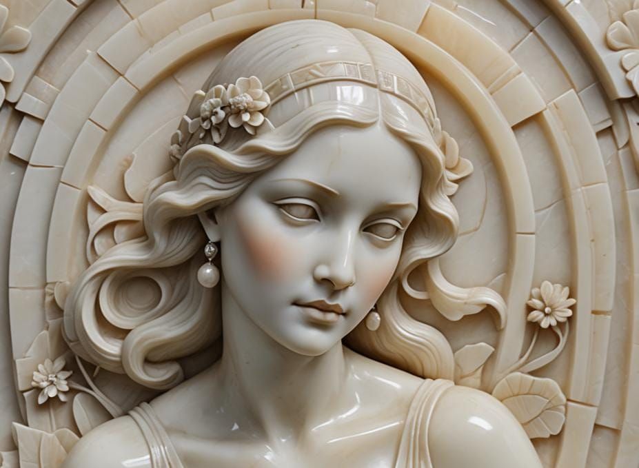 Elegant Art Deco Alabaster Lady Sculpture