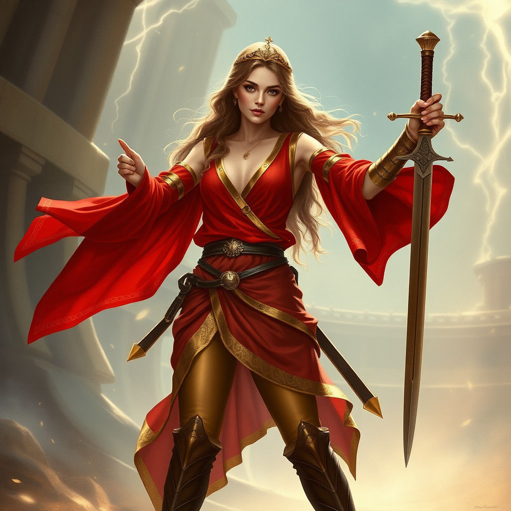 Ethereal Warrior Princess in Mystical Arena: Fantasy Art
