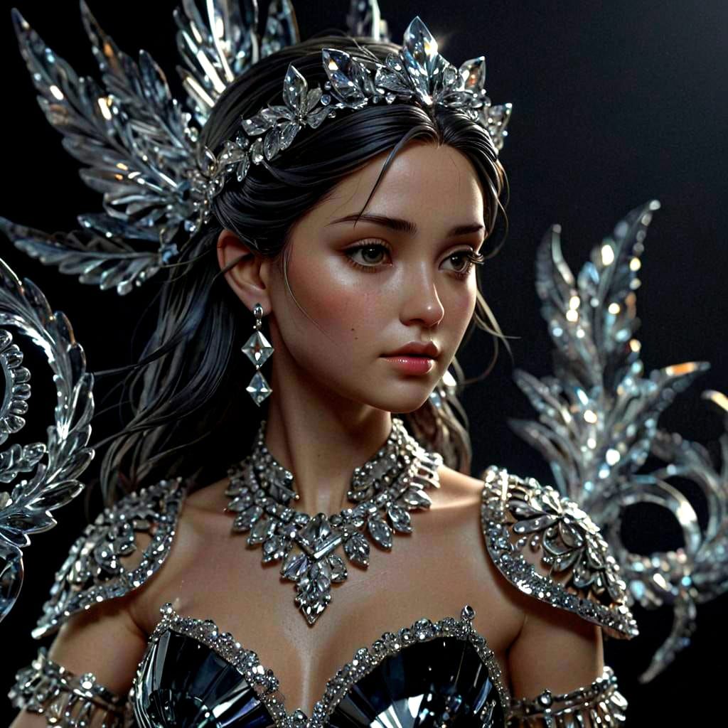 Detailed Crystal Figurine in 3D Digital Art