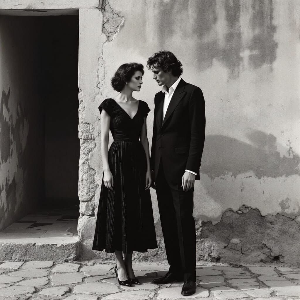 Helmut Newton Style Poverty Portrait of Dahlia and Max Ernst