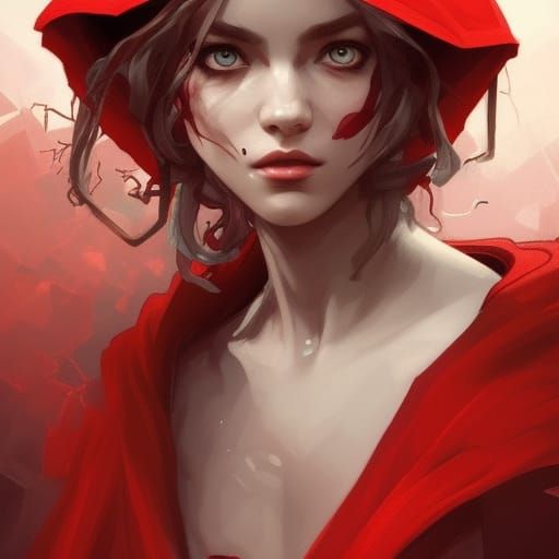 Red Riding Hood Poster Art in Hyperdetailed Triadic Colors