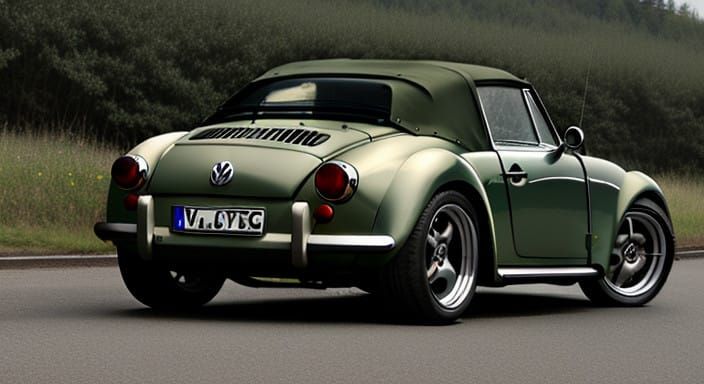 Vintage VW Roadster in Army Green