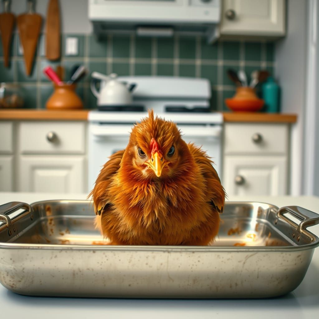 Angry Chick in Roasting Tray Image