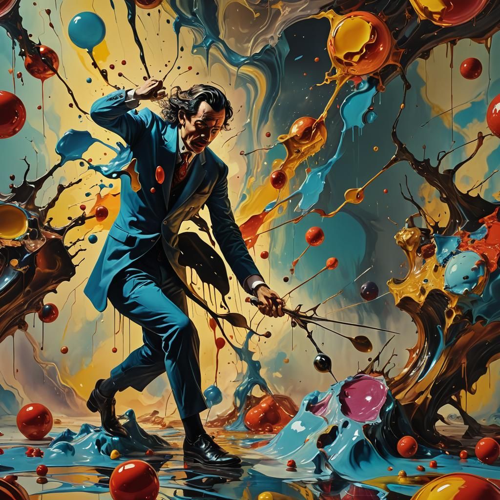 Surreal Battle in a Dreamlike Landscape