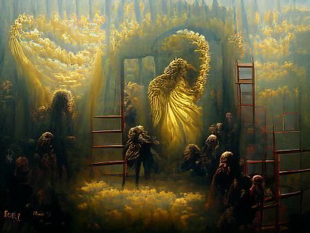 Sinister Gate of Heaven in Oil Painting Style