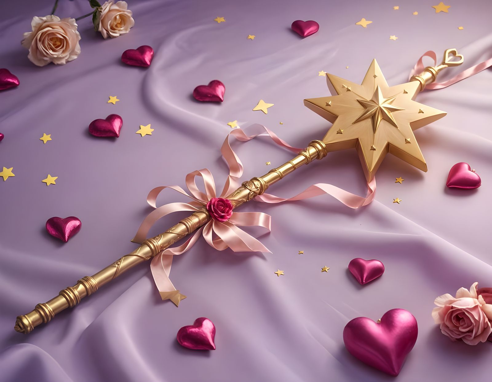 Hyperrealistic Anime Magical Girl Wand in Delicate Surroundi...