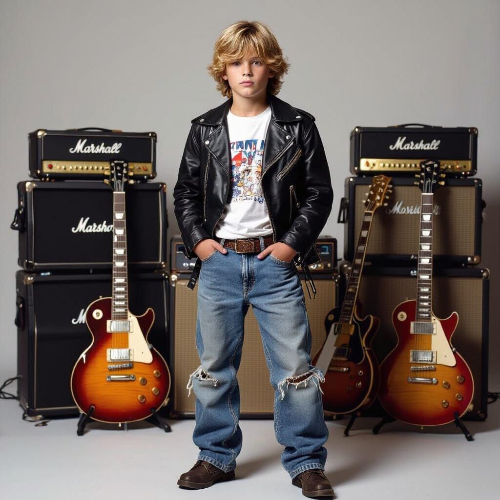 Teenage Boy in Rock 'n' Roll Style