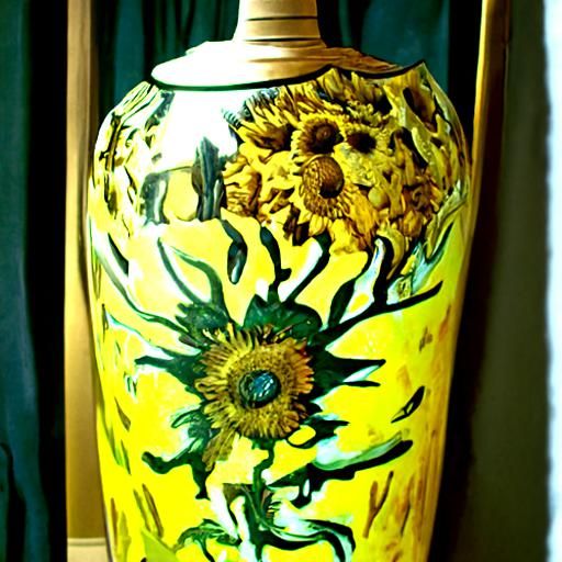 Sunflowers in a Vase, in a Post-Impressionist Style