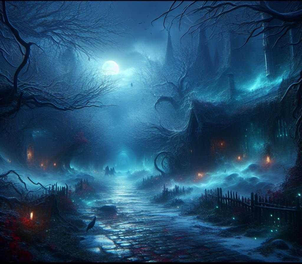 Dark Moonlit Lane Unveils a Horrific Scene of Unseen Threats