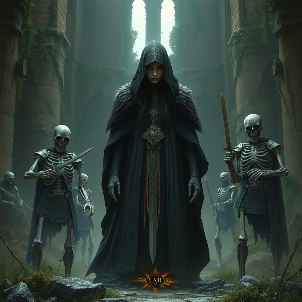 Mystical Warrior in Ruined Castle