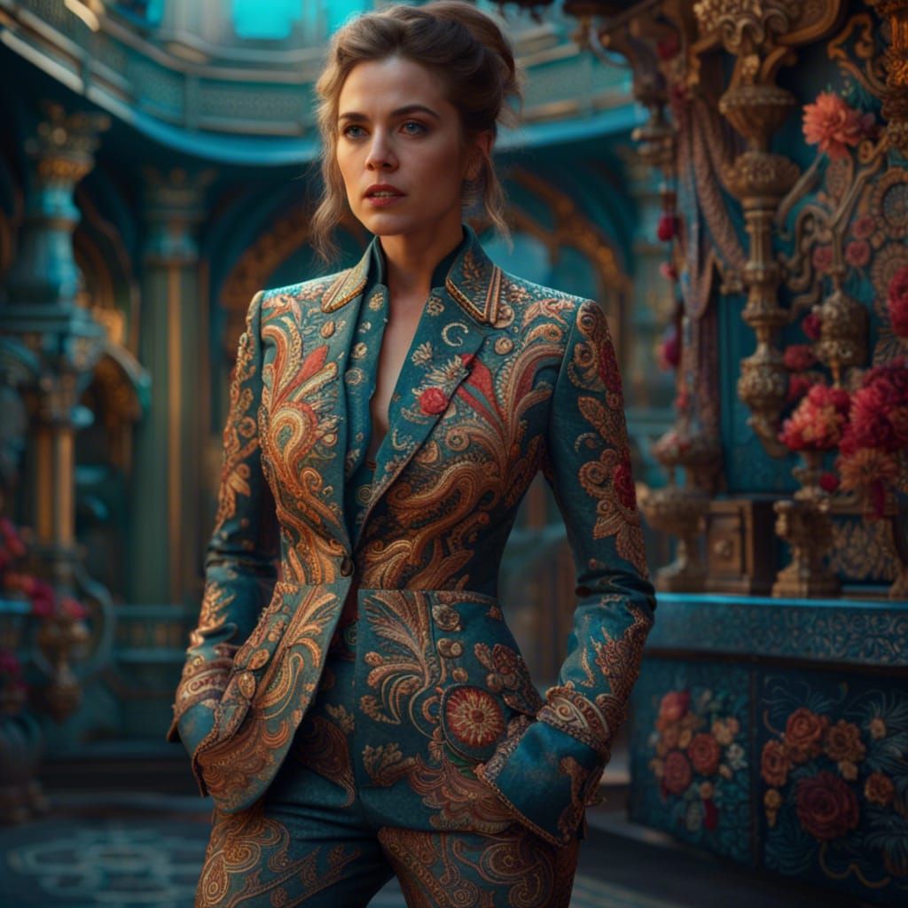 Embroidered Pant Suit