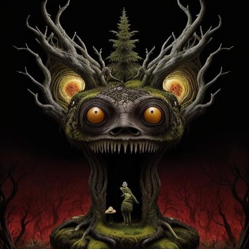 Ancient Stone Face Monument in Whispering Woods