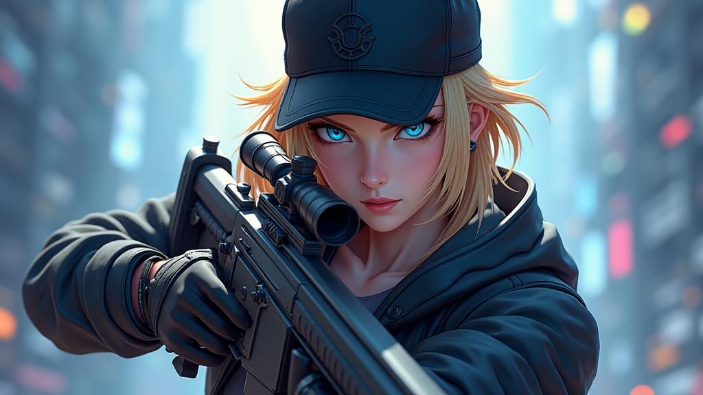 Dynamic Sniper in League of Legends Anime Style