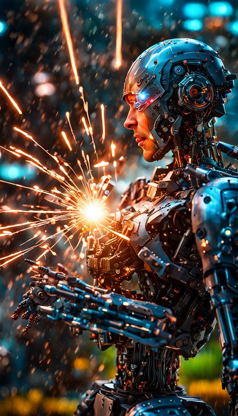 Detailed Cyborg Robot Macro Photography