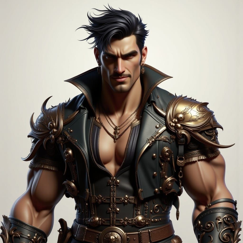 Art Nouveau Punk Portrait of a Smiling Man