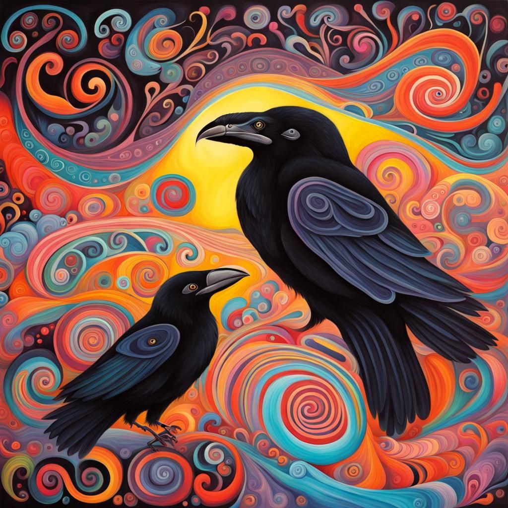 Haida Art Crows in a Candyland Wonderland