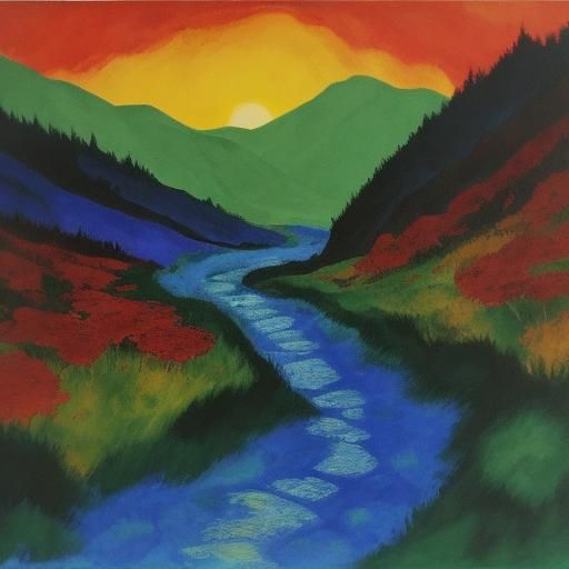 Figures Journeying into a Forest, Expressionist Style