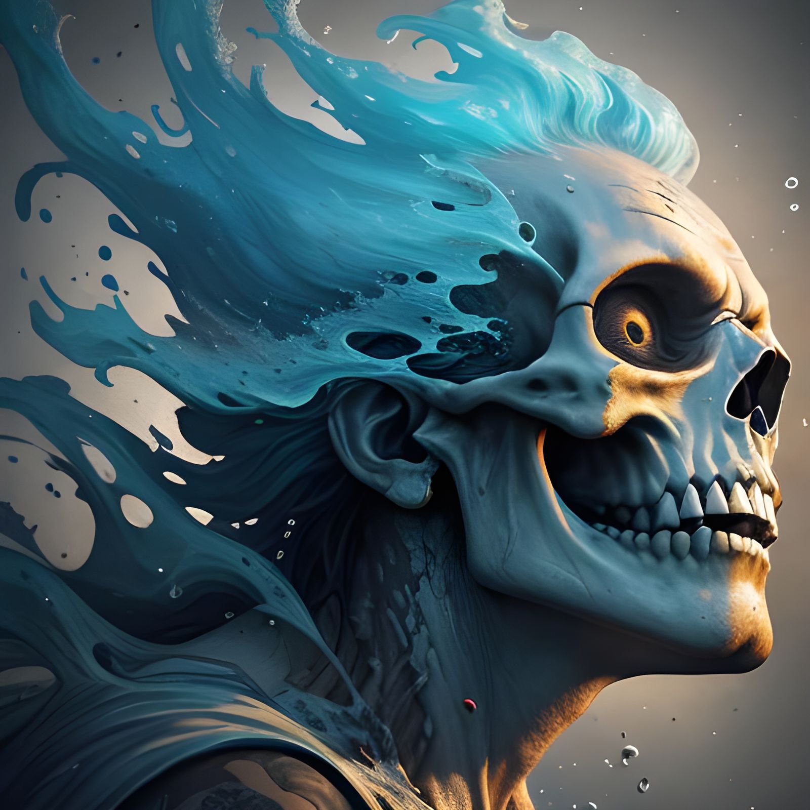 Photorealistic Skull with Swirling Colors in Ultra HD