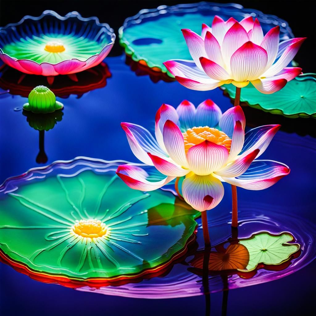 Translucent Lotus Flower on Jelly Pond