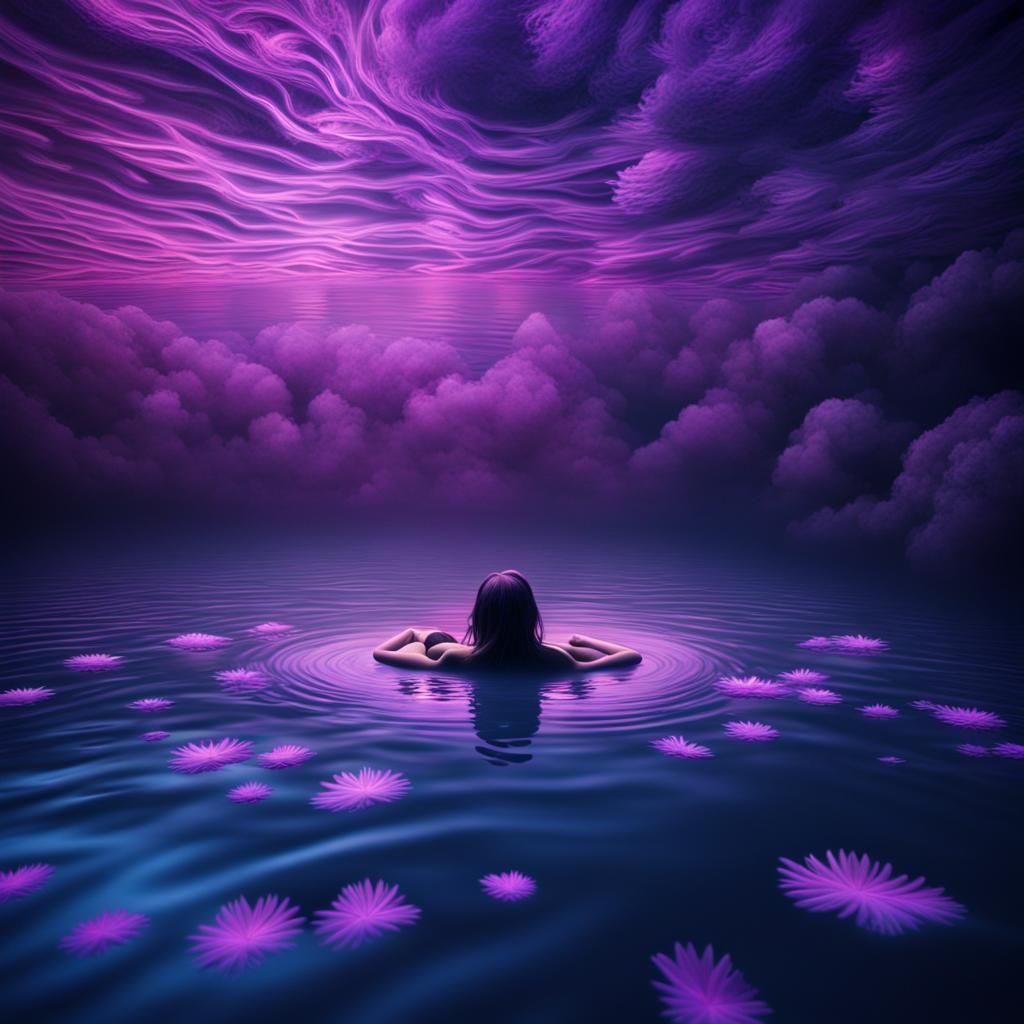 Woman in Ultraviolet River Dreams of Death