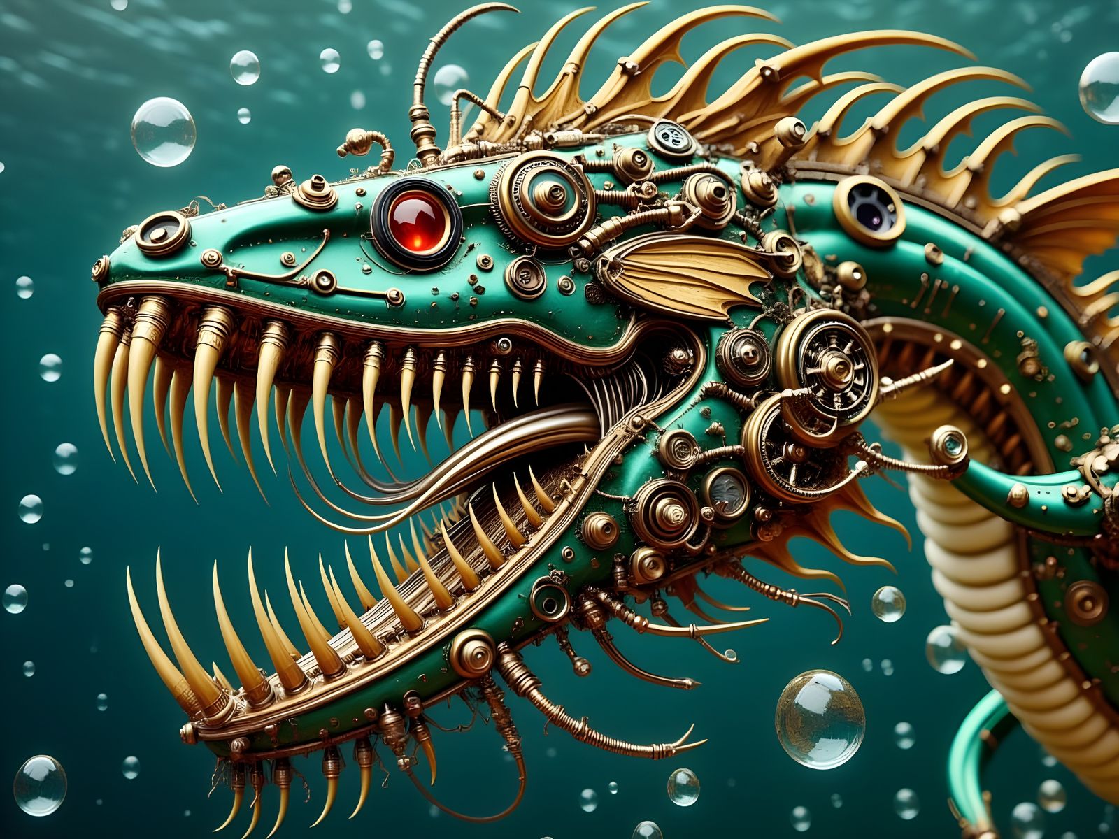 Steampunk Sea Dragon in Chrome Velvet
