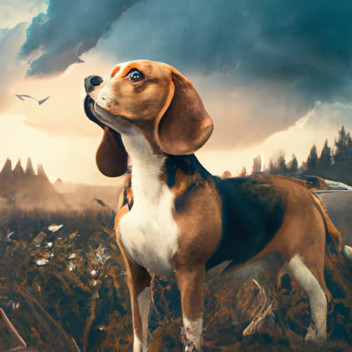 Epic, Detailed Beagle: Digital Matte Painting
