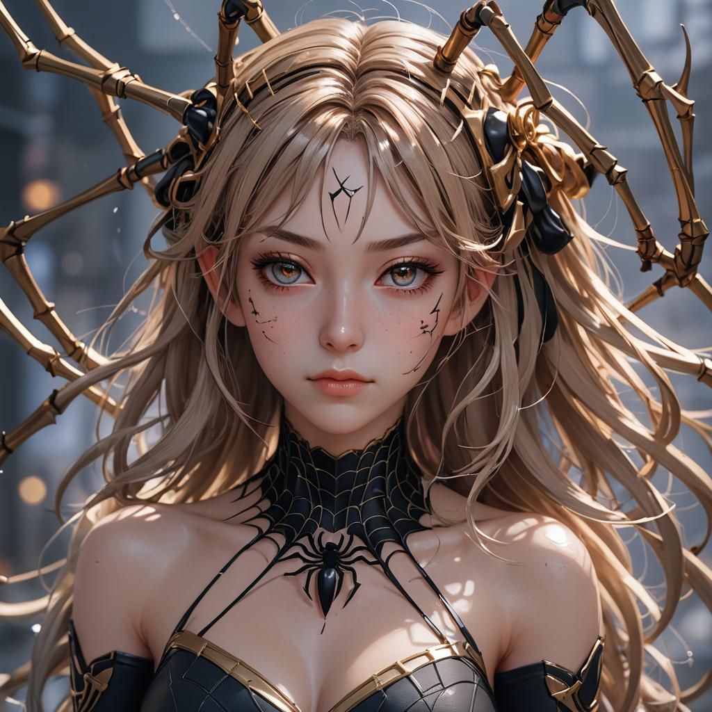 Detailed 3D Anime Spider Waifu Art