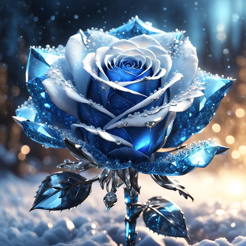 Crystal Blue Diamond Rose: Winter Sparkle