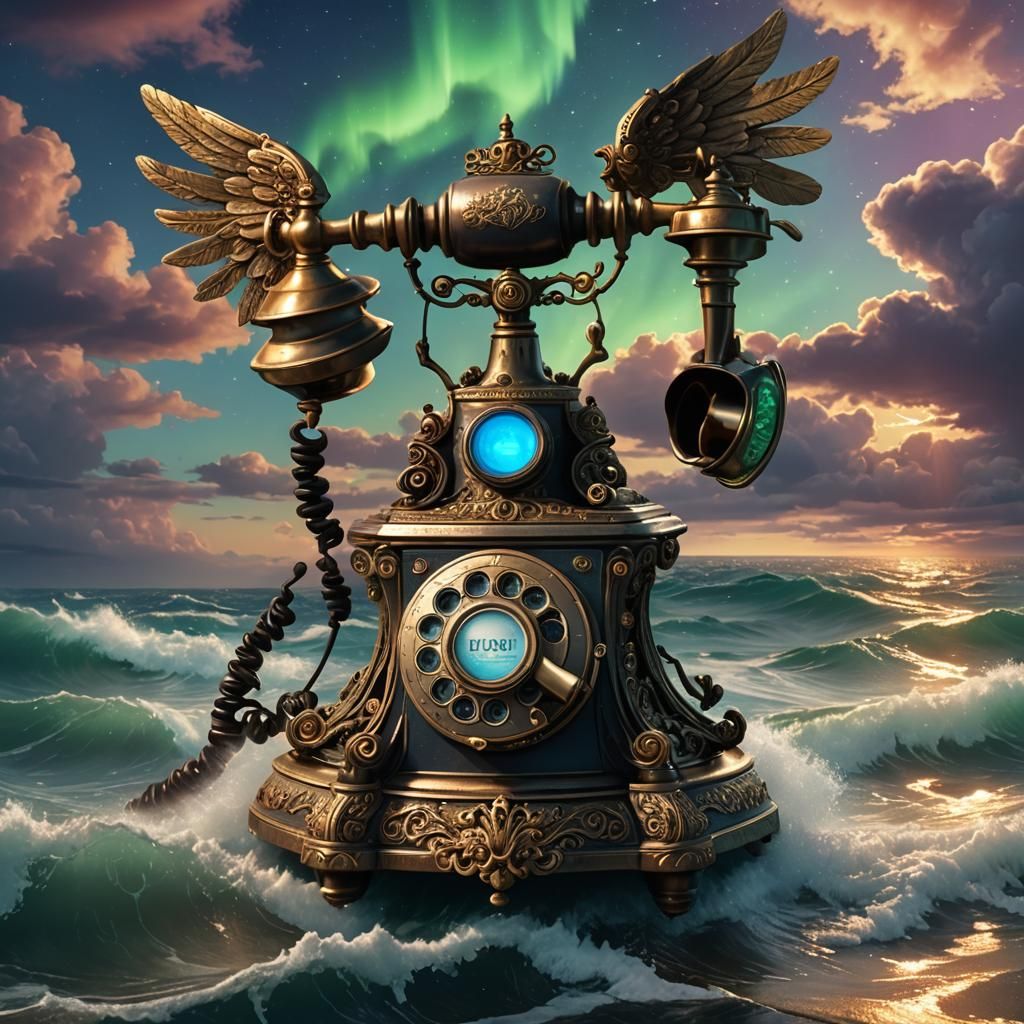 Steampunk Astral Telephone with Angel Wings